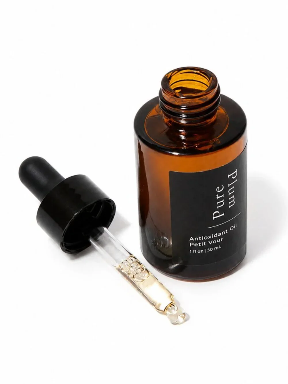 NIB Petit Vour Pure Plum Antioxidant Face Oil USDA Organic Clean Beauty 1 oz